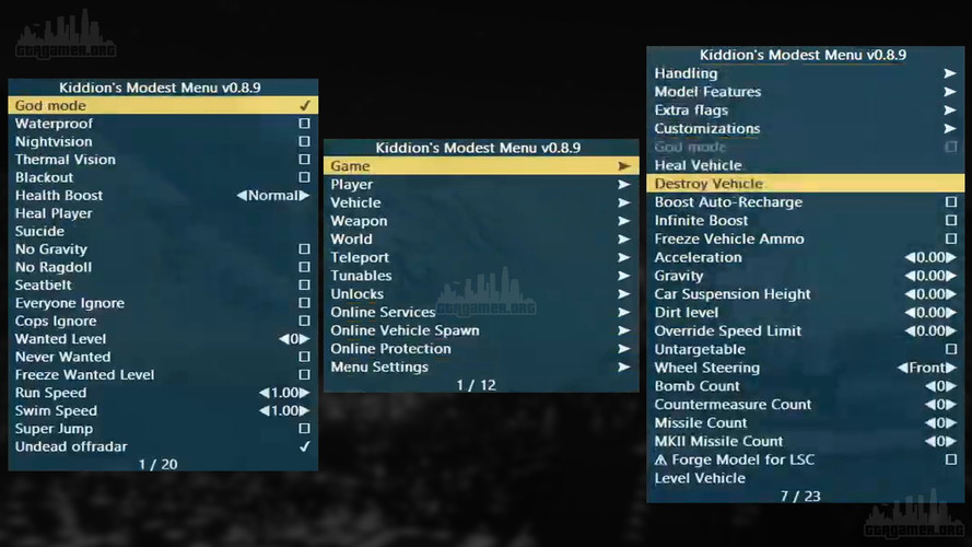 Kiddion's Modest External Menu v0.8.9 для GTA Online