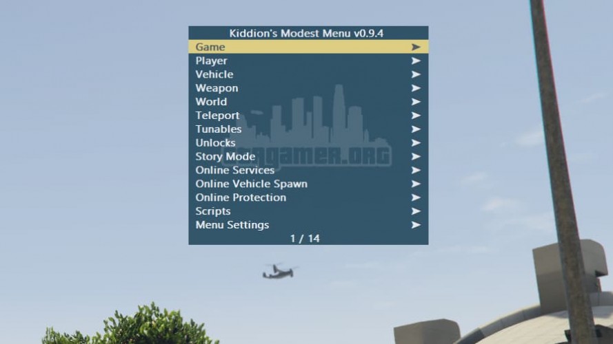 Скачать Kiddion's Modest External Menu v0.9.4 для GTA Online 1.61