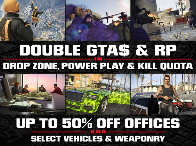 GTA Online: бонусы GTA$ и RP на этой неделе